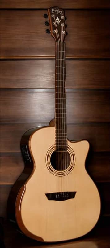 Washburn WCG25SCE Comfort Series Grand Auditorium Cutaway w/ Electronics Natural (B-Stock) image 1