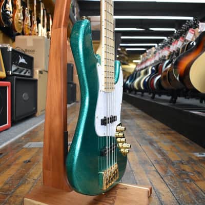 Swing Jazz Deluxe 5 5-String Bass Metallic Teal Green w/Padded Gig Bag image 2
