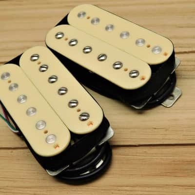 Guitar Madness Overwound Alnico II Humbucker Pickup Set Nickle Silver Base plates Cream image 2