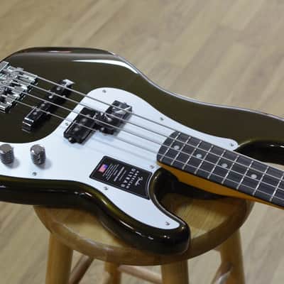 Fender American Ultra II Precision Bass Guitar Texas Tea image 3