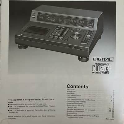 Operating Instructions for Technics SL-P1200 Compact Disc Player 1986 image 1