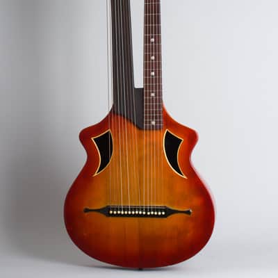 Wappen 15 Course Contra Bass Harp Guitar (unlabelled) , c. 1900s, grey gig bag case. image 1
