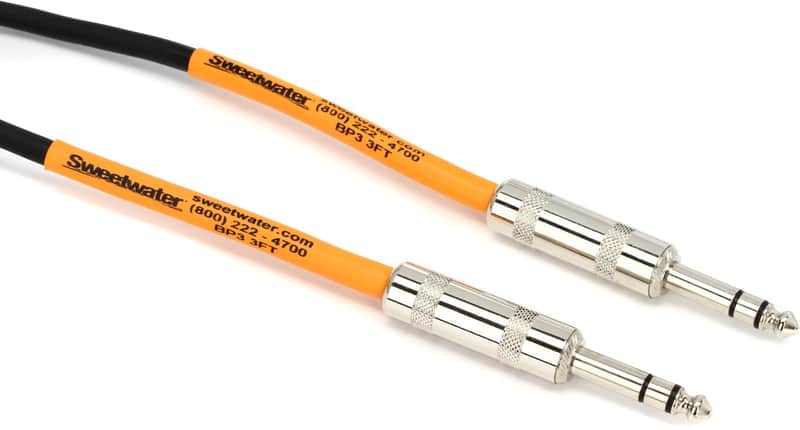 Pro Co BP-3 Excellines Balanced Patch Cable - 1/4-inch TRS Male to 1/4-inch TRS Male - 3 foot image 1