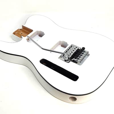 Brio LEFT HAND T-Style White Floyd Rose Ready Black Binding Belly Cut image 5