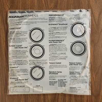 NOS Aquarian Classic Clear 12" Tom Drum Head CC-12 IN SEALED FACTORY BAG image 2