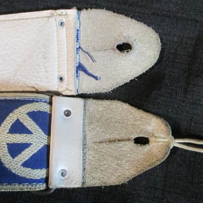 Vintage  ACE Blue and White Peace and Doves Guitar Strap 60's-70's image 4