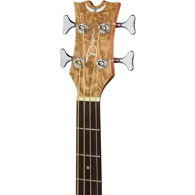 Dean Guitars Exotica Quilt Ash 4 String Acoustic Electric Bass - Gloss Natural image 5