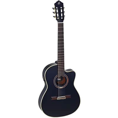 Ortega Performer Series Nylon string Guitar, thinline body - RCE138-T4BK, 52mm Nut Width w/ Gig Bag image 2