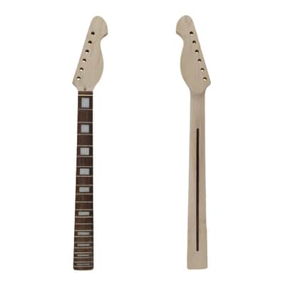 Electric Guitar Neck, 21 Fret 25.5 Inch (648mm) Replacement Necks, Maple with Rosewood Fretboard, Square Inlays, Bound Edges (Bottom Truss Rod Adjust) image 1