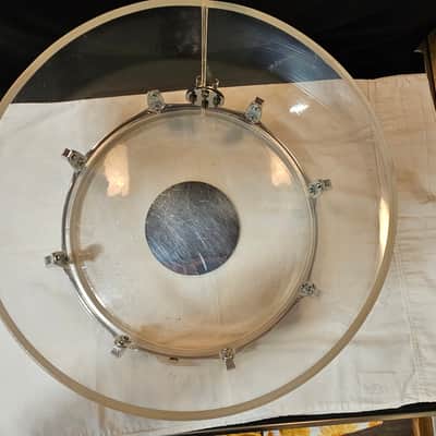 1970s Ludwig Vistalite Clear 10x14 Concert Tom Drum Blue/Olive Badge w/ Clip Mount image 8