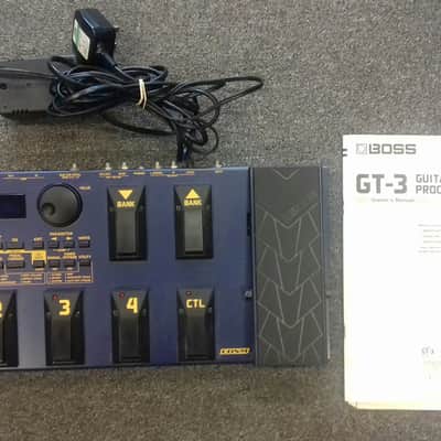 Boss Boss GT3 electric guitar multi effects pedal 1995 blue metal chassis image 1