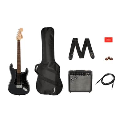 Squier Affinity Series Stratocaster HSS Pack LRL Charcoal Frost Metallic - Beginner electric guitar kit image 1