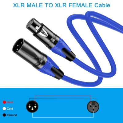 XLR Cable 50FT 2Pack Green+Blue- Premium Balanced Microphone Cable 3-Pin XLR Male to Female Mic Speaker Cable, Pure Copper and Plated Conductors image 3