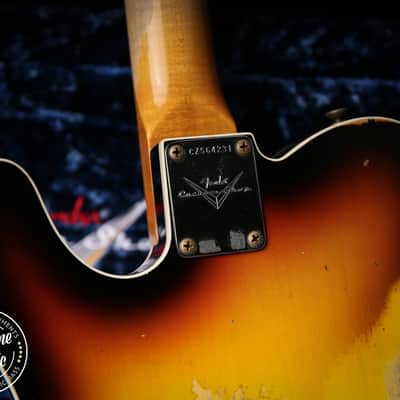 2022 Fender Custom Shop 65' Tele Custom Heavy Relic 3 Tone Sunburst image 11