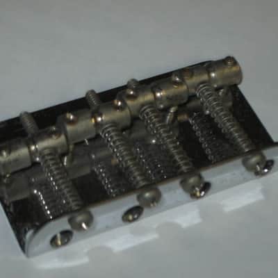 used lightly relic'd Fender Mexican P Bass Vintage Style BRIDGE full assembly Chrome (from 1994) also included is a used set of D'Addario bass strings image 5