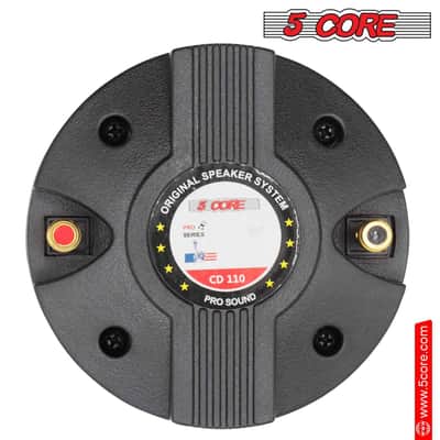 5 CORE Horn Speaker Tweeter Compression Driver 1.75 Inch Titanium Voice Coil 220W Peak 8 Ohm 110 Watts RMS Loud 105dB 18 Oz 110mm Magnet- Screw-on Thr image 2