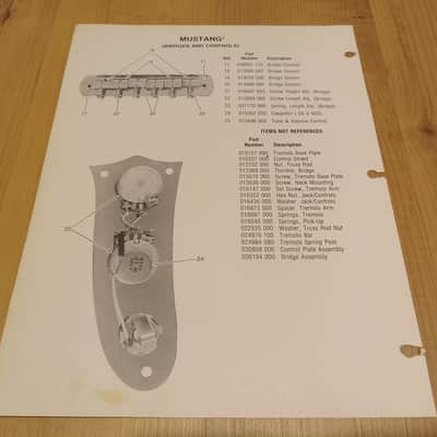 Vintage Late 1970's Fender Mustang Replacement Parts List! Original Case Candy, Paperwork! image 2