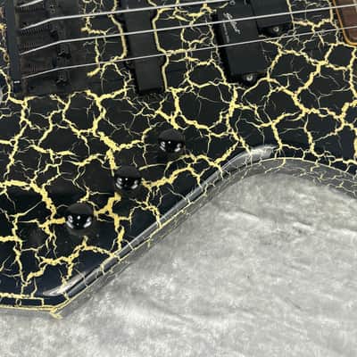 Late 1980's B.C. BC Rich NJ Series Warlock bass guitar in white crackle finish image 19