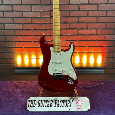 1998 Fender American Deluxe Stratocaster MN Crimson Red Transparent w/ Hard Case image 1