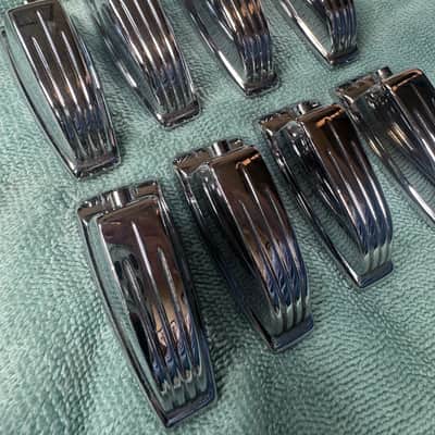 Ludwig Lot of 8 Vintage Large Classic Lugs for Floor Tom or Bass Drum - #1 80s - Chrome image 4