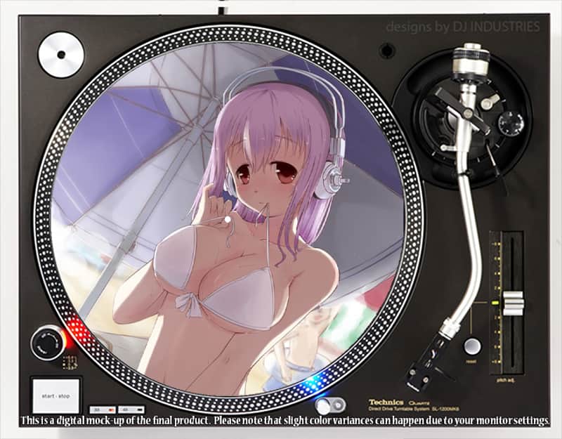 DJ Industries - Anime Headphone Girl Pool - DJ slipmat for vinyl LP record player turntable image 1