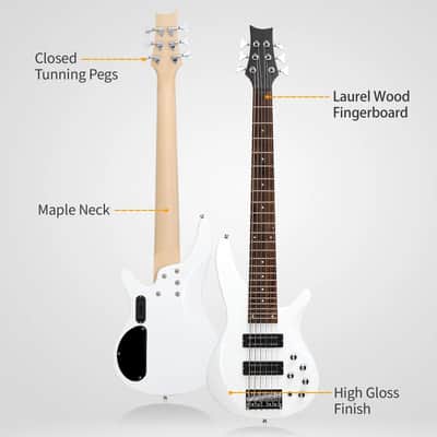 44" Electric Bass Guitar Basswood H-H Pickup With Portable Bag image 2