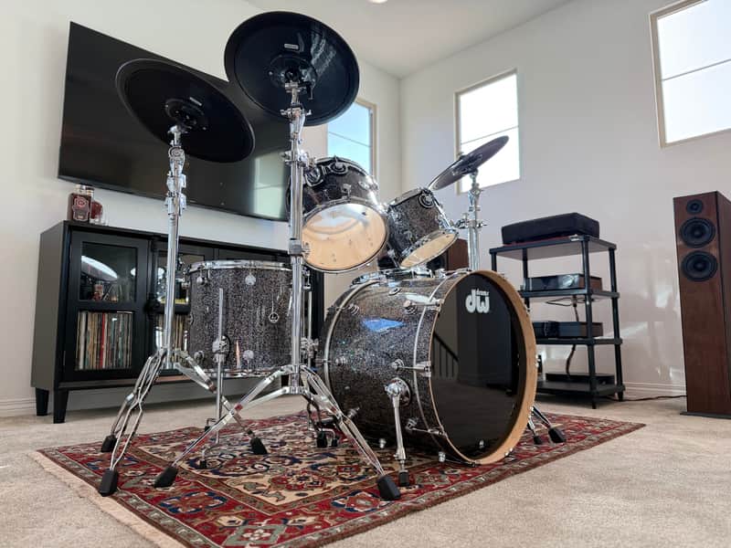 DWe Acoustic/Electronic Convertible 5pc Drum Kit with Electronic Cymbals - Black Galaxy image 1