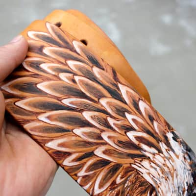 burnyblack custom guitar strap leather - osprey yellow image 12