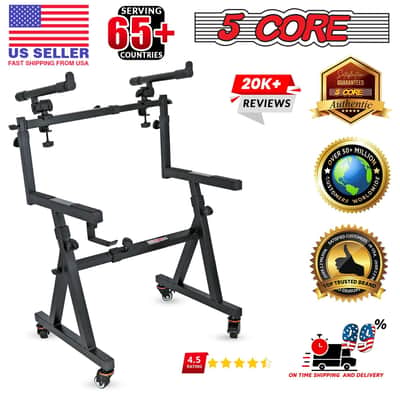 5 CORE Keyboard Stand 2 Tier Z Style Adjustable Electric Piano Riser Foldable & Sturdy Lift Holder With Secure Strap Mount For 54 88 Key Instruments W image 11