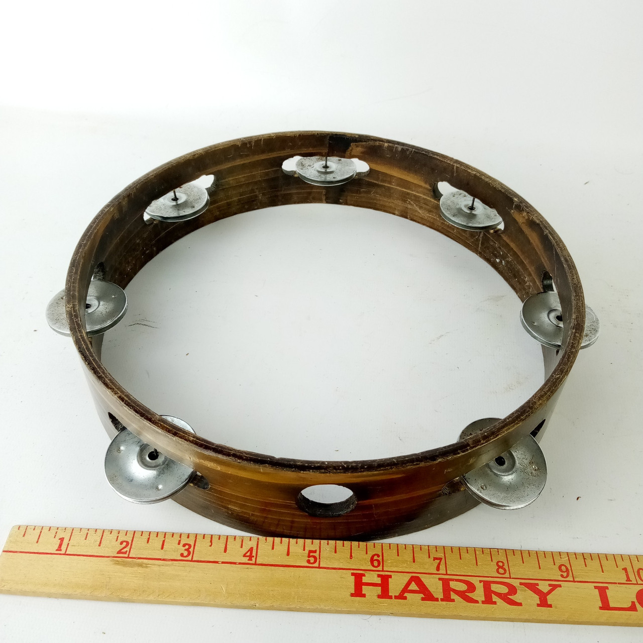 Japan 9"4Ply Lauan Wood Tambourine Vintage 60s Percussion Instrument MIJ-Sticker — main photograph