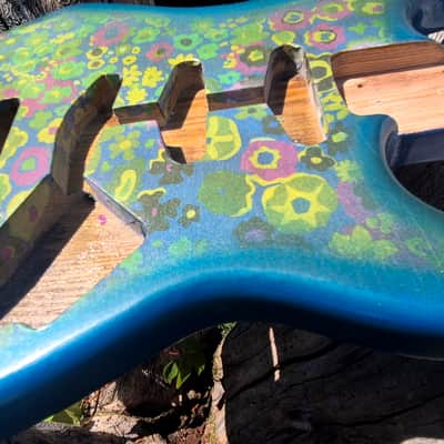 Blue Flower Floral Strat ST  Body, Aged, Relic , Nitro , Ash image 2