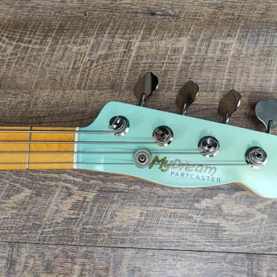 MyDream Partcaster Custom Built - Aged Sonic Blue T-Bass Matching Headstock image 4