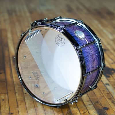HHG Drums 14x7 Contoured White Ash Stave Snare Drum, Purple Burst High Gloss Lacquer image 11