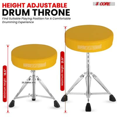 5 Core Drum Throne 3" Padded Drum Seat Height Adjustable Drumming Chair for Practice and Performance image 3