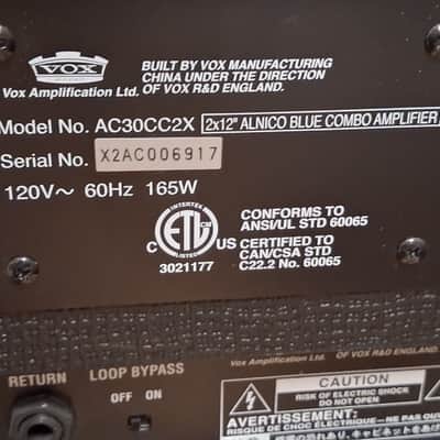 Vox AC30CC2X Custom Classic 2-Channel 30-Watt 2x12" Blue Alnico Guitar Combo 2005 - 2010 Black image 8