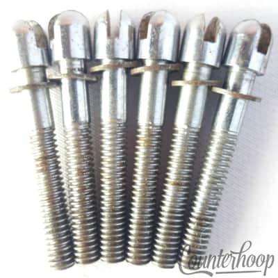 Ajax 6x 1 1/2"Slotted Tension T-Rods Tensioner Snare/Tom Drum Chrome Vintage 60s image 1