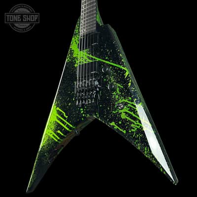 ESP USA V-II Alien Blood Splatter NTB Floyd Rose Black Hardware Fishman Fluence w/Case image 3
