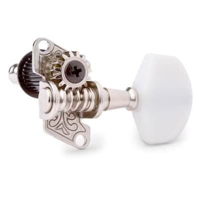 StewMac Economy Banjo Tuners, Nickel Set of 5 with Open-Gear 14:1 Ratio Includes Bushings and Screws for 3/8-inch Peghead Holes Lightweight and Durable Design image 2