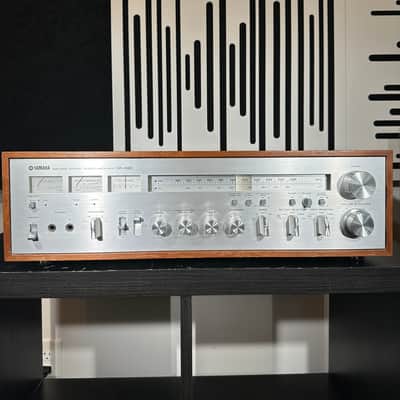 Yamaha CR-1020 Natural Sound Stereo Receiver 1970s - Silver with Wood Cabinet image 2