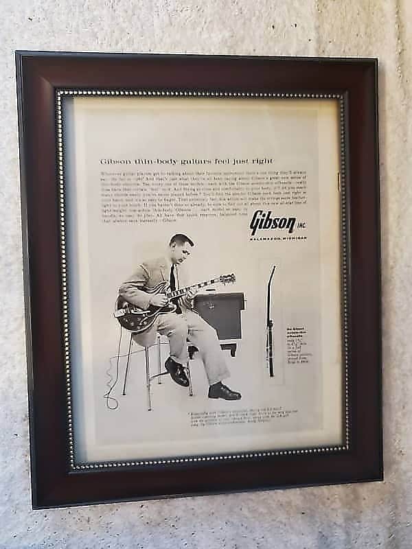 1959 Gibson Guitars Promotional Ad Framed ES-355 Prototype/ Introduction Original