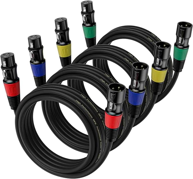 XLR Microphone Cable - XLR Male to Female Cable 6ft 4-Packs with 3-Pin Balanced XLR Cables for Mic Mixer, Recording Studio, Speaker image 1