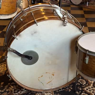 VINTAGE 1940's Leedy Trap Kit in Natural Mahogany - 14x28, 7x11, 9x13 image 4