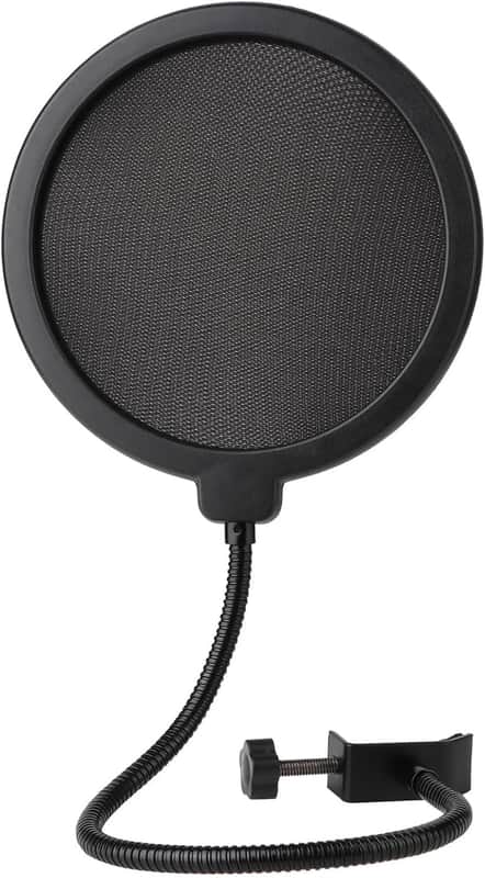 Professional Mic Windscreen Pop Filter For Microphone,Dual Layered Wind Pop Screen With A Flexible 360 Degree Gooseneck Clip Stabilizing Arm image 1