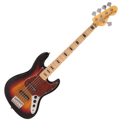 Vintage V495 Coaster Series 5-String Bass Guitar Pack ~ 3 Tone Sunburst image 5