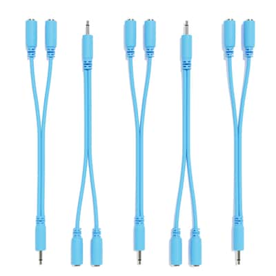 ExcelValley [Blue] 5-Pack - Mono Splitter Y Patch Cables - TS 3.5mm 1/8" Eurorack Synth Synthesizer image 3