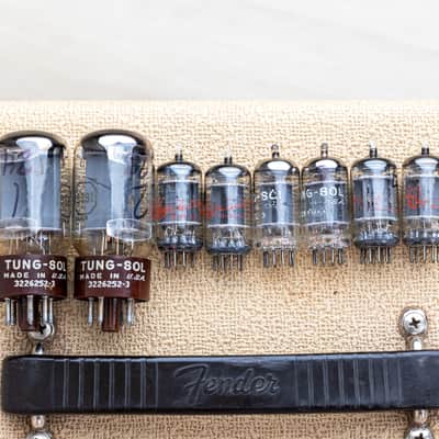 1962 Fender Bandmaster Vintage Pre-CBS Tube Amp Blonde w/ 2x12 Cab, Oxford 12L6, Victoria Covers image 22