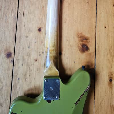 Custom Jazzmaster green electric guitar relic with P90 pickups 2025 image 8