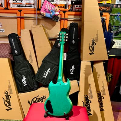 Vintage Guitars 30th Anniversary VS6 Electric Guitar with Vintage Style Vibrato  Green Metalflake image 6