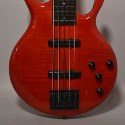 1990 Pedulla MVP-5 Bass Fretless Conversion 5-String Red w/HSC image 3
