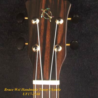Handmade Tenor Ukulele, Solid Spalted Maple, Acacia, The Islands Soundhole, Turtle Inlay, Soft-bag, Bruce Wei UF17-2104 image 9